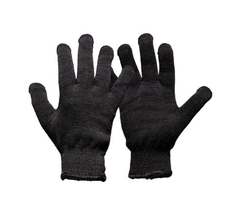 Перчатки трикотажные зимние двойные УНИВЕРСАЛ 70% хлопок/30% полиэстер 10 кл 2 нити 64 гр черные MASTERTOOL 83-0303
