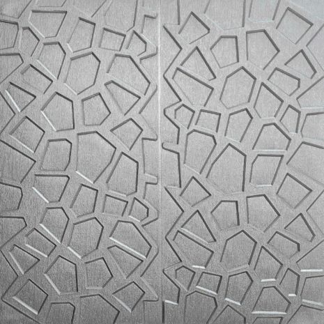 Самоклеюча декоративна стельова стінна 3D панель срібна 700x700x8мм (118) SW-00000236