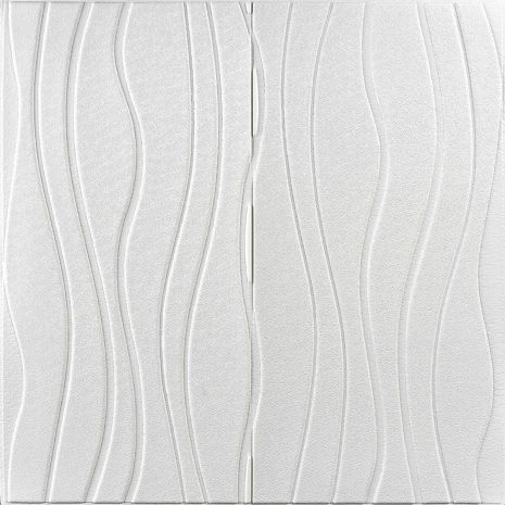 Самоклеюча декоративна стельова стінна 3D панель хвилі 700x700x7мм (166) SW-00000242