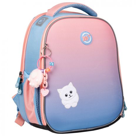 Шкільний рюкзак YES, каркасний, 2 відділення, 2 бічні кишені,розмір: 35*28*15см, Kitten H-100