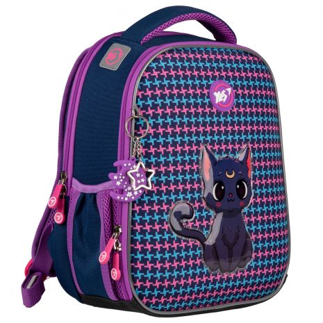 Шкільний рюкзак Yes Fantastic Kitty H-100, каркасний, два відділення, дві бокові кишені, розмір: 35*28*15см