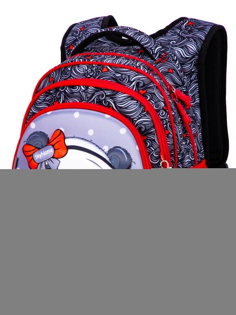 Рюкзак шкільний R2-182 для дівчинки з ортопедичною спинкою, 3відділи, SkyName Winner 30*18*37 см сіро-червоний