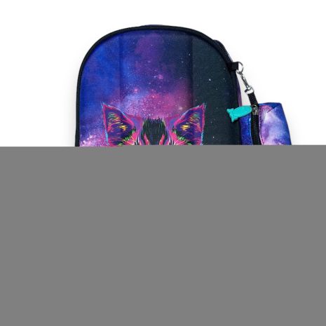 Шкільний рюкзак ZhiHuiShenTong+пенал, напівкаркасний, два відділення, розмір 37*27*15см, фіолетовий з котом
