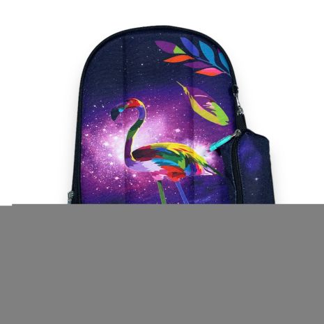 Шкільний рюкзак ZhiHuiShenTong+пенал, напівкаркасний, два відділення, розмір 37*27*15см, фіолетовий з фламінго