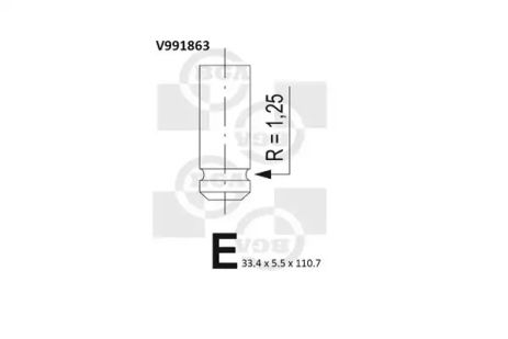 Клапан впускной Trafic/Vivaro 2.0 и 16V 01-, BGA (V991863)