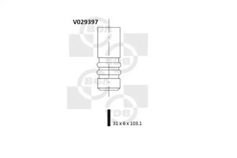 Клапан впускний Astra/Corsa/Vectra/Zafira 1.4-1.6 та 97-, BGA (V029397)