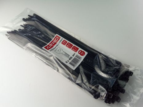 Хомут пластиковый APRO 400х7,6 (100 шт. в уп.) черный, 1 УПАКОВКА (CT-B8400)