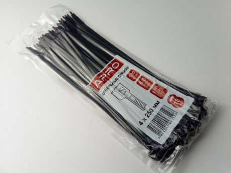 Хомут пластиковый APRO 250х4 (100 шт. в уп.) черный, 1 УПАКОВКА (CT-B4250)