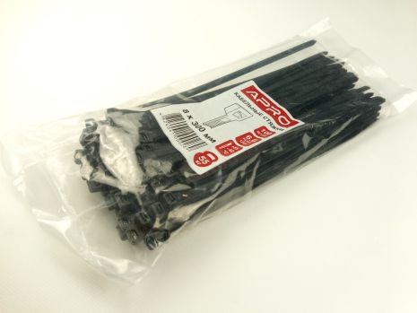 Хомут пластиковый APRO 300х8 (100 шт. в уп.) черный, 1 УПАКОВКА (CT-B8300)