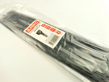 Хомут пластиковый APRO 350х4 (100 шт. в уп.) черный, 1 УПАКОВКА (CT-B4350)