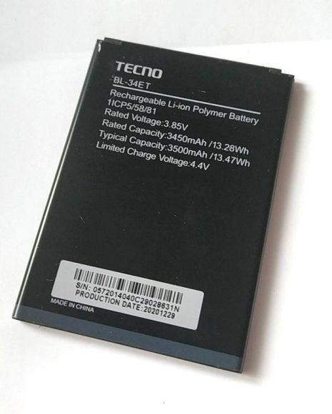 Акумулятор для Tecno BL-34ET/Techno POP 3 (BB2)/Li-Pol 3500 mAh, 13.47 Wh, 3.85 V [Original PRC] 12 міс.