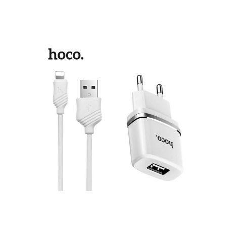 Зарядное устройство Hoco C11 White 1USB + USB Cable iPhone Lightning (1A)