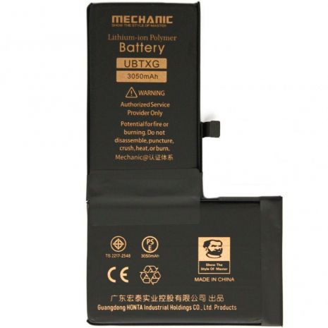 Аккумулятор MECHANIC для Apple iPhone X (увеличенная емкость, 3050 mAh)