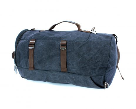 Дорожня сумка-рюкзак Filippini брезентова тканинні ручки ремінь кишені лямки розмір 50*32*25 см чорна