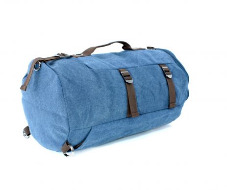 Дорожня сумка-рюкзак Filippini брезентова тканинні ручки ремінь кишені лямки розмір 50*32*25 см синя