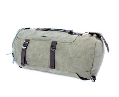 Дорожня сумка-рюкзак Filippini брезентова тканинні ручки ремінь кишені лямки розмір 50*32*25 см хакі