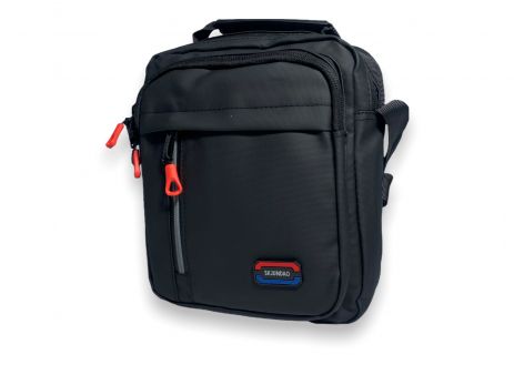 Чоловіча сумка через плече 66101, два відділи, дві кишені на лицьовій стороні розмір 25*20*10 см чорна