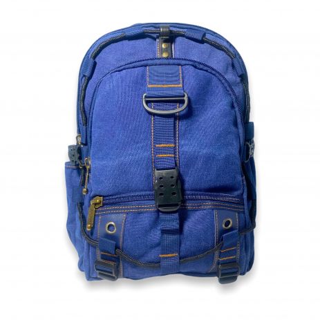 Брезентовий рюкзак, 20 л, три відділення, бічні кишені, фронтальні кишені, розміри 40*30*15 см, синій