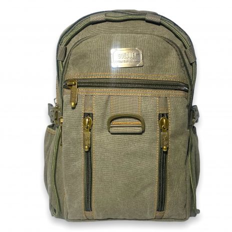 Брезентовий рюкзак B257 три відділи, кишені, бічні стяжки, внутрішні кишені, розм. 40*30*16 см хакі
