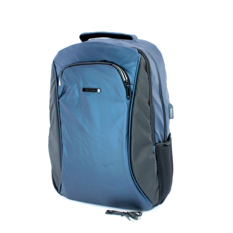Міський рюкзак 20 л, два відділи, USB роз'єм + кабель, фронтальна кишеня розмір: 45*30*13 см, синій