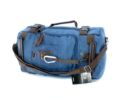 Брезентова сумка-рюкзак 25 л Filippini одне відділення кишеня ручки ремінь знімний розмір: 50*28*16 см синій