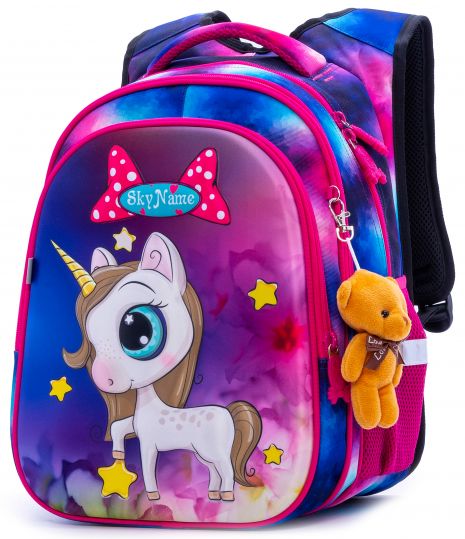 Рюкзак шкільний для дівчаток 1-4 клас, SkyName (Winner) R1-013, розміри: 38*30*16 см, синьо-рожевий