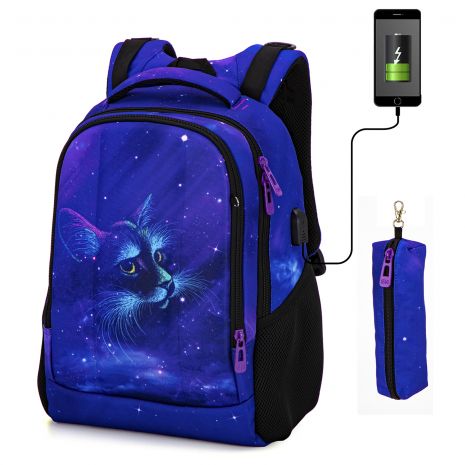 Шкільний рюкзак для дівчинки, 57-31 два відділи USB порт SkyName / (Winner) раз. 30*17*40 см, синій