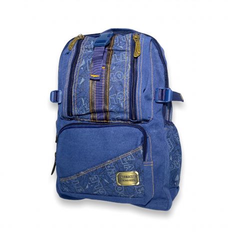 Брезентовий рюкзак,756EP два відділи три фронтальних кишені, бокові кишені розмір 40*30*15см синій