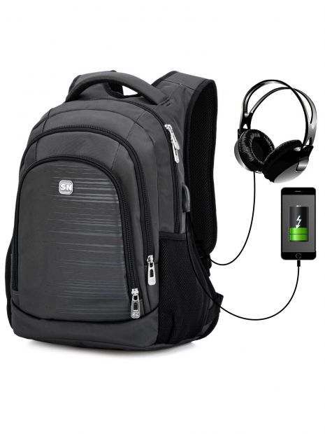 Рюкзак SkyName 90-127 молодіжний для хлопчика, підлітковий USB, розм. 36*19*44 см сірий
