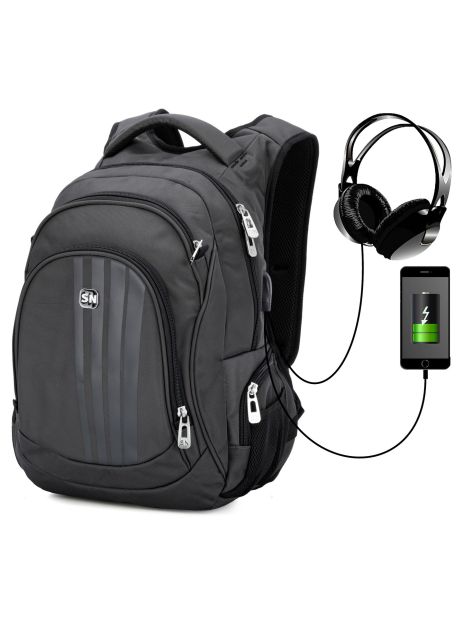 Рюкзак SkyName 90-130 молодіжний для хлопчика, підлітковий USB роз"єм, розм.33*19*44см сірий