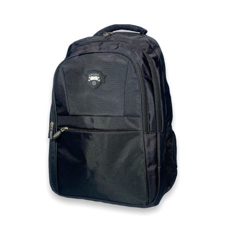 Рюкзак міський 20 л, три відділи, фронтальна кишеня, бокові кишені, розмір 45*30*17 см, чорний