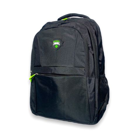 Рюкзак міський 20 л, три відділи, фронтальна кишеня, бокові кишені, розмір 45*30*17 см, чорний із зеленим