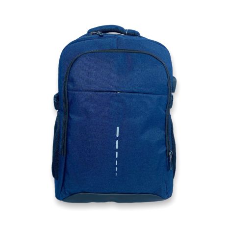 Рюкзак міський 613 два відділи кишеня на лицевій стороні внутрішні кишені USB-розʼєм розм. 45х30х15 синій