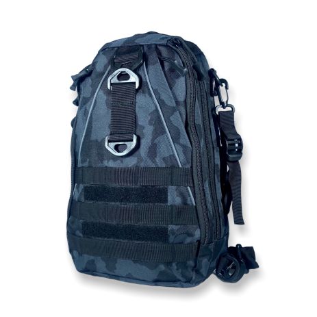 Сумка-рюкзак, слінг, через плече, два відділи, кишеня на звороті, розмір: 38*22*14 см, камуфляж сірий