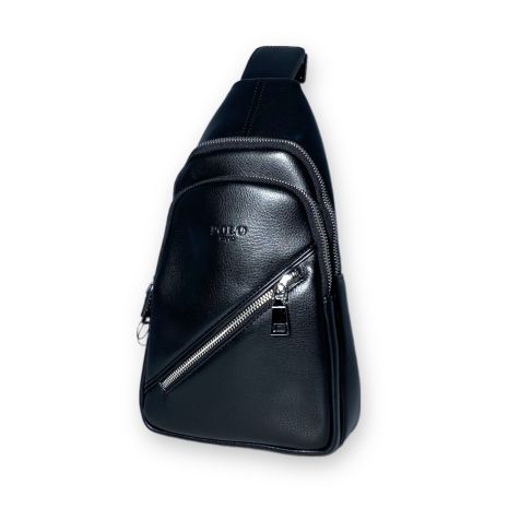 Сумка через плече-слінг, чоловіча "Polo", екошкіра, два відділи, додаткові кишені, розмір:30*17*6 см чорна