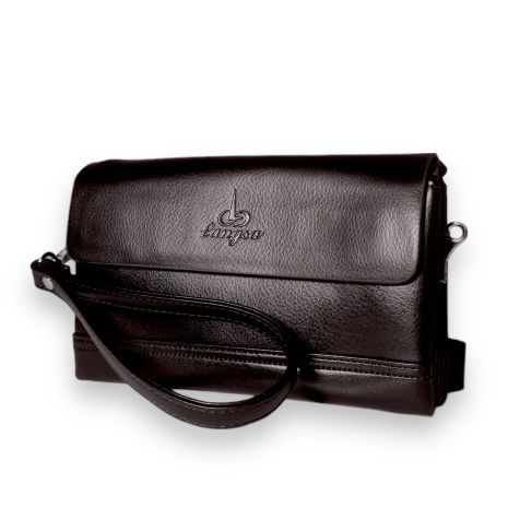 Чоловічий гаманець клатч портмоне Langsa з екошкіри три відділи додаткові кишені розмір: 20*13*5 см коричневий
