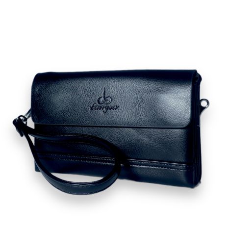 Чоловічий гаманець клатч портмоне Langsa з екошкіри три відділи додаткові кишені розмір: 20*13*5 см чорний