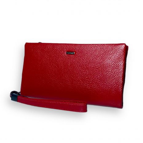 Жіночий клатч гаманець натуральна шкіра Cardinal 2 відділи 12 осередків для карт розмір: 20.5*11.5*2 см червоний