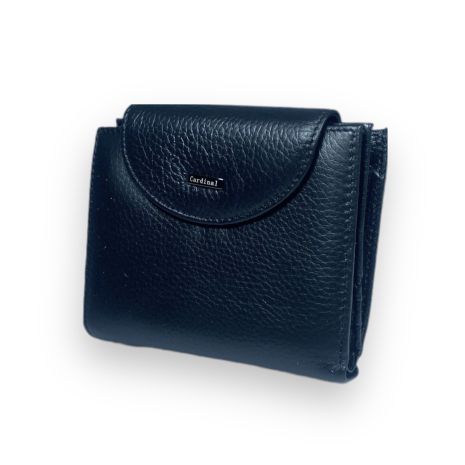 Жіночий гаманець шкіряний Cardinal 2 відділи для купюр 13 осередків для карт розмір: 12*10*3 см чорний