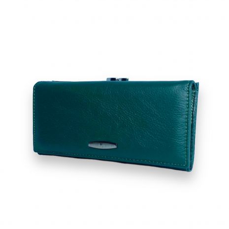 Жіночий гаманець Kochi натуральна шкіра 3 відділи для купюр 9 для карт розмір: 19*10*4 см зелений