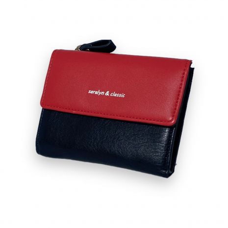 Жіночий гаманець Saralyn екошкіра 1 відділення 5 осередків для карт розмір: 13*10*2 см чорний+червоний