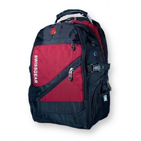 Міський рюкзак з чохлом від дощу 30 л, три відділення, USB розʼєм, розмір: 45*30*20 см, бордовий