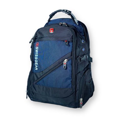 Міський рюкзак з чохлом від дощу 30 л, три відділення, USB розʼєм, розмір: 45*30*20 см, синій