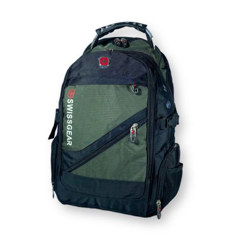 Міський рюкзак з чохлом від дощу 30 л, три відділення, USB розʼєм, розмір: 45*30*20 см, зелений