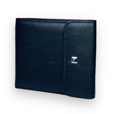 Чоловічий гаманець "H" натуральна шкіра 1 відділення 6 для карток розмір: 12*10*3 см чорний