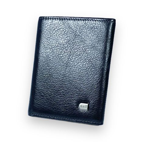 Чоловічий гаманець Anil шкіряний 2 відділи для купюр 12 для карток монетниця розмір: 12*10*2 см чорний