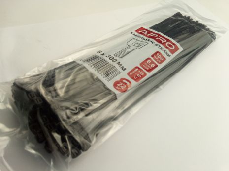 Хомут пластиковый APRO 300х5 (100 шт. в уп.) черный, 1 УПАКОВКА (CT-B5300)