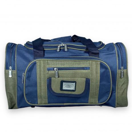 Дорожня сумка Kaiman одне відділення дві бокових кишені три фронтальні кишені розмір: 50*30*25см синя-хакі