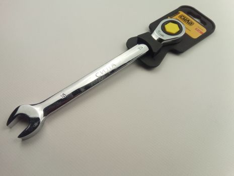 Ключ рожково-накидной 15 мм СИЛА (202019) CrV/с трещеткой