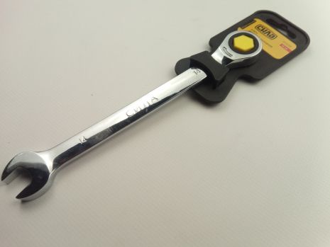 Ключ рожково-накидной 14 мм СИЛА (202018) CrV/с трещеткой